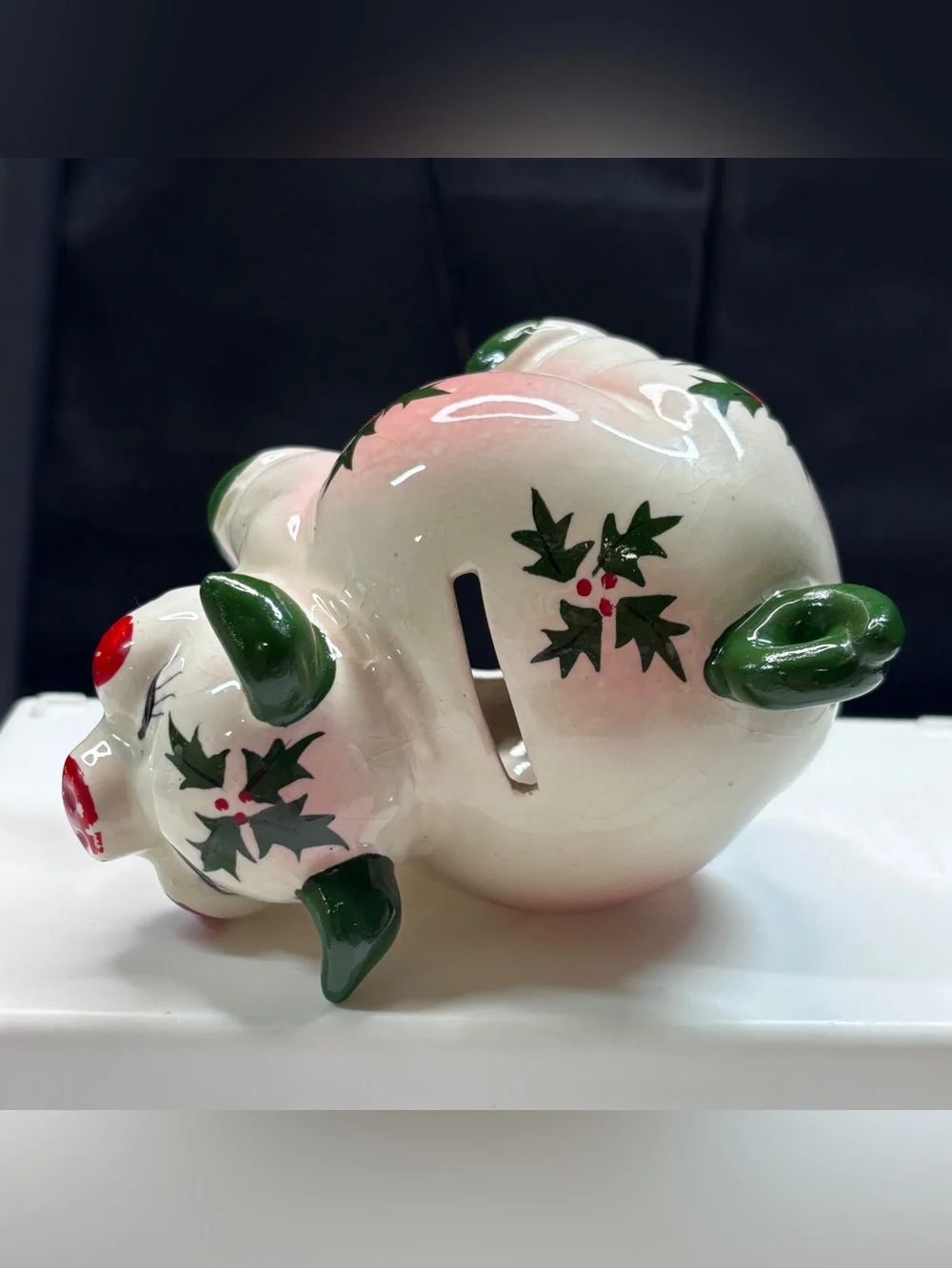 Vintage KREISS & CO Christmas Piggy Bank Figurine 1960s Japan Retro MCM Pink - Picture 8 of 14